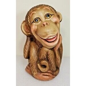 Vintage 1962 Chalkware Monkey Bank Silvestri Bros. Co. Carnival   10 x 7